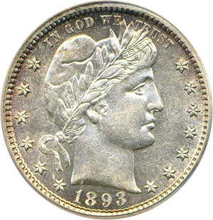 image for: 1893-S 25c PCGS/CAC AU53
