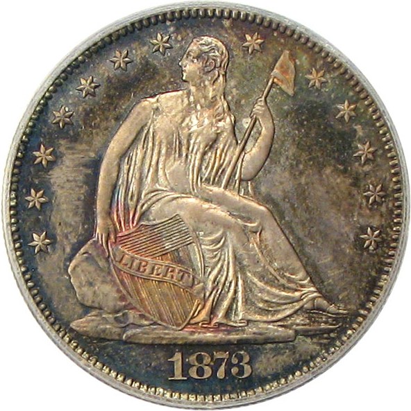 image for: 1873 50c PCGS/CAC Proof 65 (No Arrows, Closed 3) * Color *
