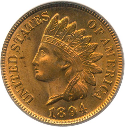 image for: 1894 1c PCGS/CAC MS64+ RD (Double Date)