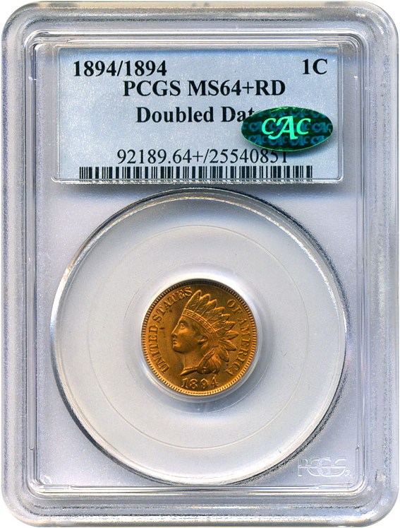 image for: 1894 1c PCGS/CAC MS64+ RD (Double Date)