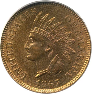 image for: 1867 1c PCGS MS64 RB