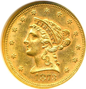 image for: 1873 $2 1/2 NGC/CAC AU58