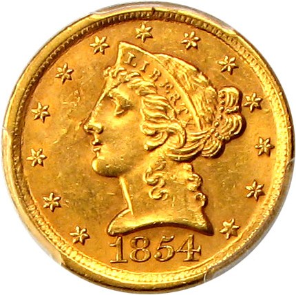 image for: 1854-D $5 PCGS AU58 (Medium D)