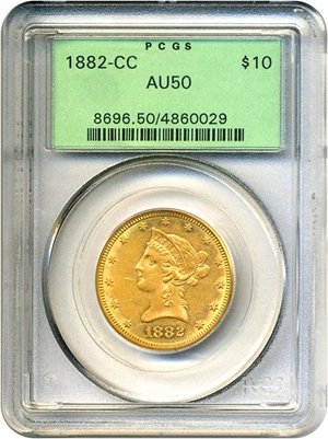 image for: 1882-CC $10 PCGS AU50 OGH
