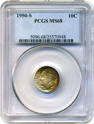 image for: 1950-S 10c PCGS MS68 * Color *