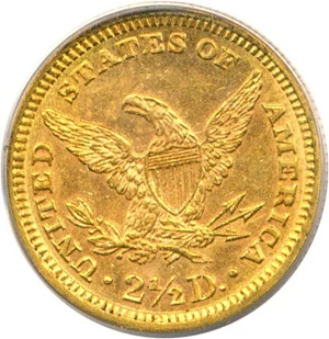 image for: 1886 $2 1/2 PCGS MS61 * Low Mintage of only 4000 coins struck *