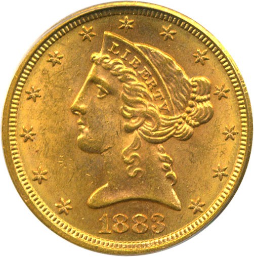 image for: 1883-S $5 PCGS MS63