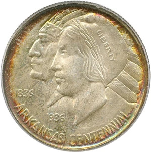 image for: 1936-D Arkansas 50c PCGS/CAC MS66+ * Color *