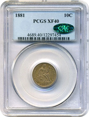 image for: 1881 10c PCGS/CAC XF40