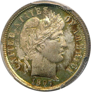 image for: 1897 10c PCGS/CAC MS66 * Color *