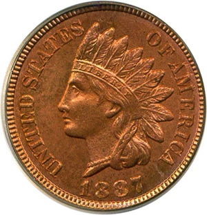 image for: 1887 1c PCGS MS65 RD OGH
