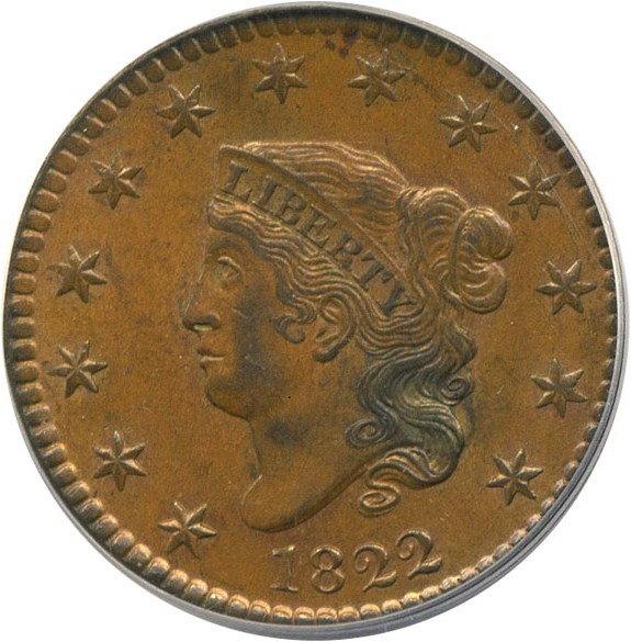 image for: 1822 1c PCGS/CAC MS62 BN