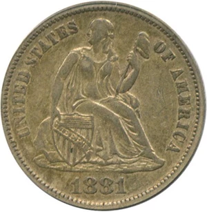 image for: 1881 10c PCGS/CAC XF40
