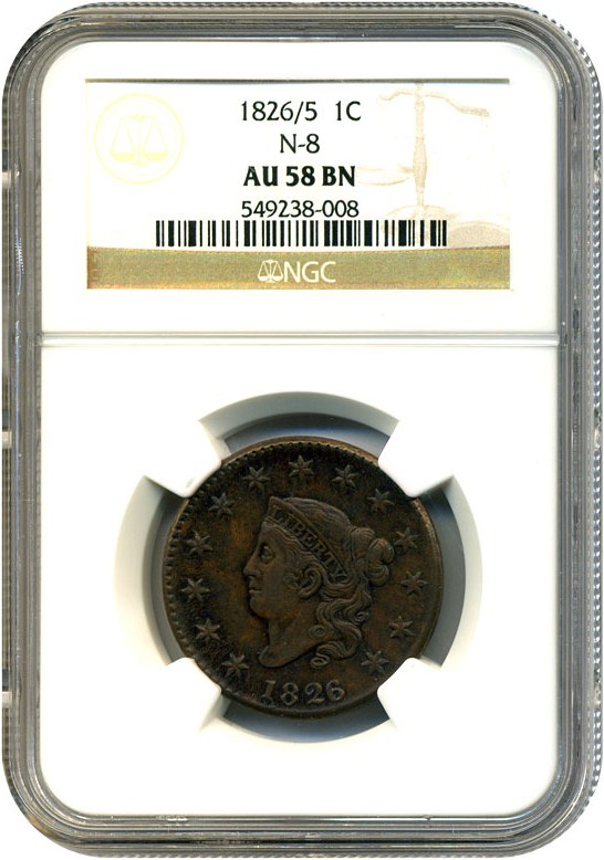 image for: 1826/5 1c NGC AU58 BN (N-8)