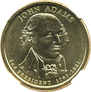 image for: Mint Error: 2007-P $1 NGC Brilliant Unc. (John Adams, Missing Edge Lettering)