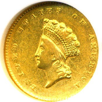 image for: 1855-O G$1 NGC AU55 (Type 2)