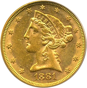 image for: 1881 $5 PCGS/CAC AU58