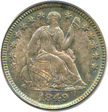 image for: 1849 H10c PCGS/CAC MS64 * Colorful Toning *