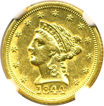 image for: 1844-D $2 1/2 NGC AU55 * Scarce Dahlonega Mint Issue *