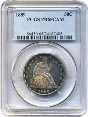 image for: 1889 50c PCGS Proof 65 Cameo * Color *