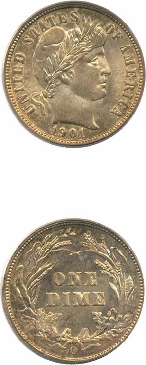image for: 1901-O 10c PCGS MS66
