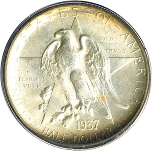 image for: 1937 Texas 50c PCGS/CAC MS65 * Rattler Holder *