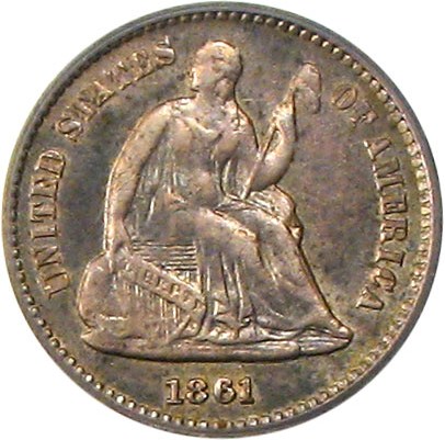 image for: 1861/0 H10c PCGS XF45 