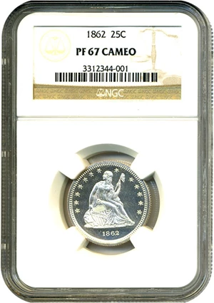 image for: 1862 25c NGC Proof 67 Cameo