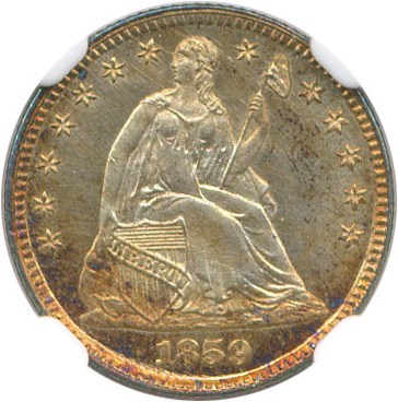 image for: 1859 H10c NGC MS65 * Colorful & Prooflike *