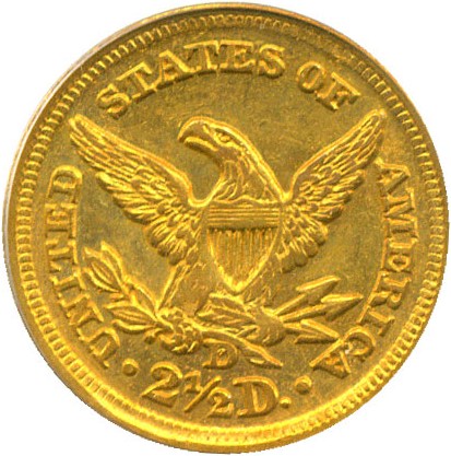 image for: 1859-D $2 1/2 PCGS AU58