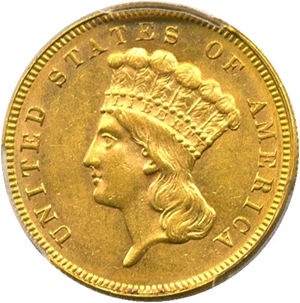 image for: 1889 $3 PCGS MS63