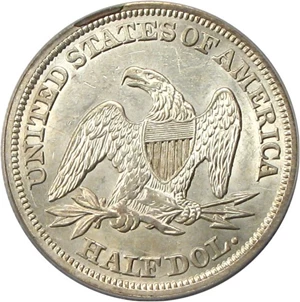 image for: 1842 50c PCGS/CAC AU58 OGH (Small Date, Reverse of 1842)
