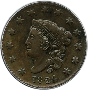 image for: 1824 1c PCGS/CAC AU53