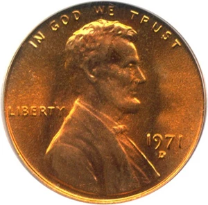 image for: 1971-D 1c PCGS MS67 RD