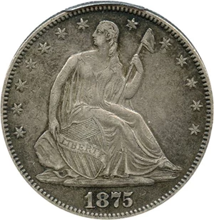 image for: 1875 50c PCGS/CAC XF45