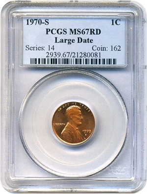 image for: 1970-S 1c PCGS MS67 RD (Large Date)
