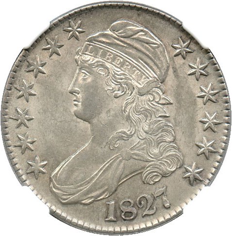 image for: 1827 50c NGC AU58 (Curl Base 2, O-146)