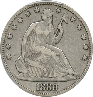 image for: 1880 50c PCGS/CAC VF20