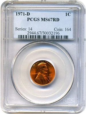 image for: 1971-D 1c PCGS MS67 RD