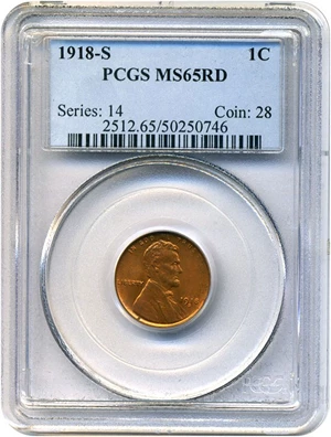 image for: 1918-S 1c PCGS MS65 RD