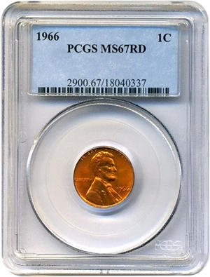 image for: 1966 1c PCGS MS67 RD