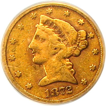 image for: 1872-S $5 PCGS F12