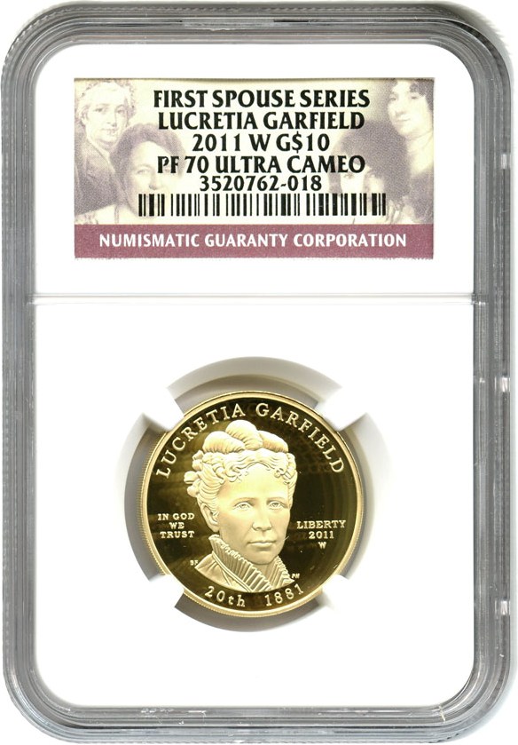 image for: 2011-W $10 NGC Proof 70 UCameo (Lucretia Garfield)