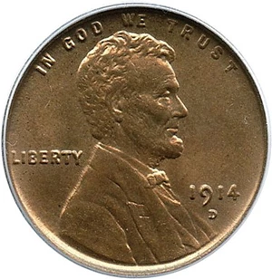 image for: 1914-D 1c PCGS MS65 RD OGH