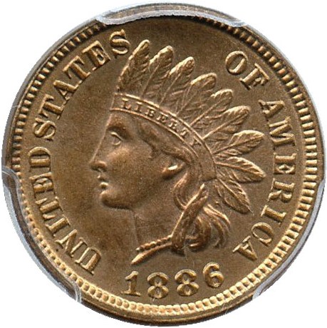 image for: 1886 1c PCGS MS64 RD (Type 1)