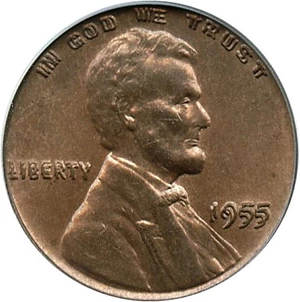 image for: 1955/1955 1c PCGS MS64 RD (Doubled Die) OGH