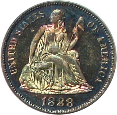 image for: 1888 10c PCGS Secure/CAC Proof 65 * Color *