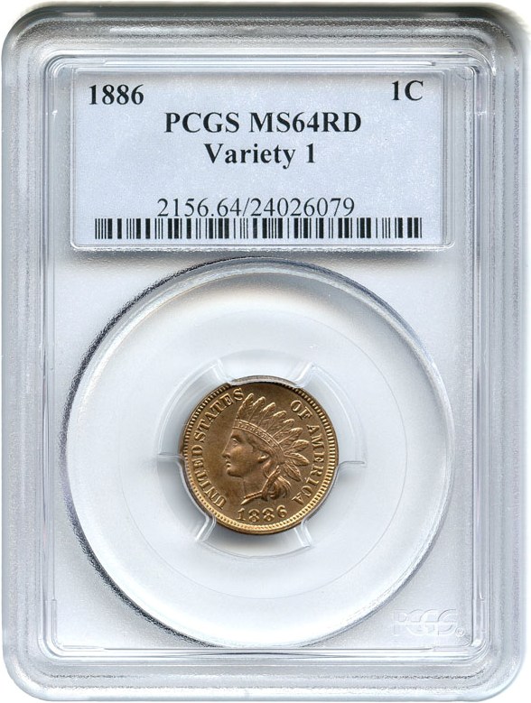 image for: 1886 1c PCGS MS64 RD (Type 1)