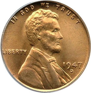 image for: 1947-D 1c PCGS MS67 RD