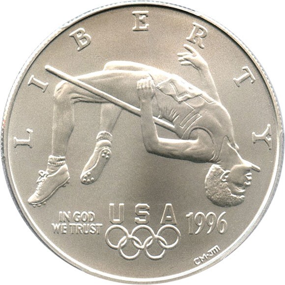 image for: 1996-D $1 PCGS MS70 (Olympic High Jump)